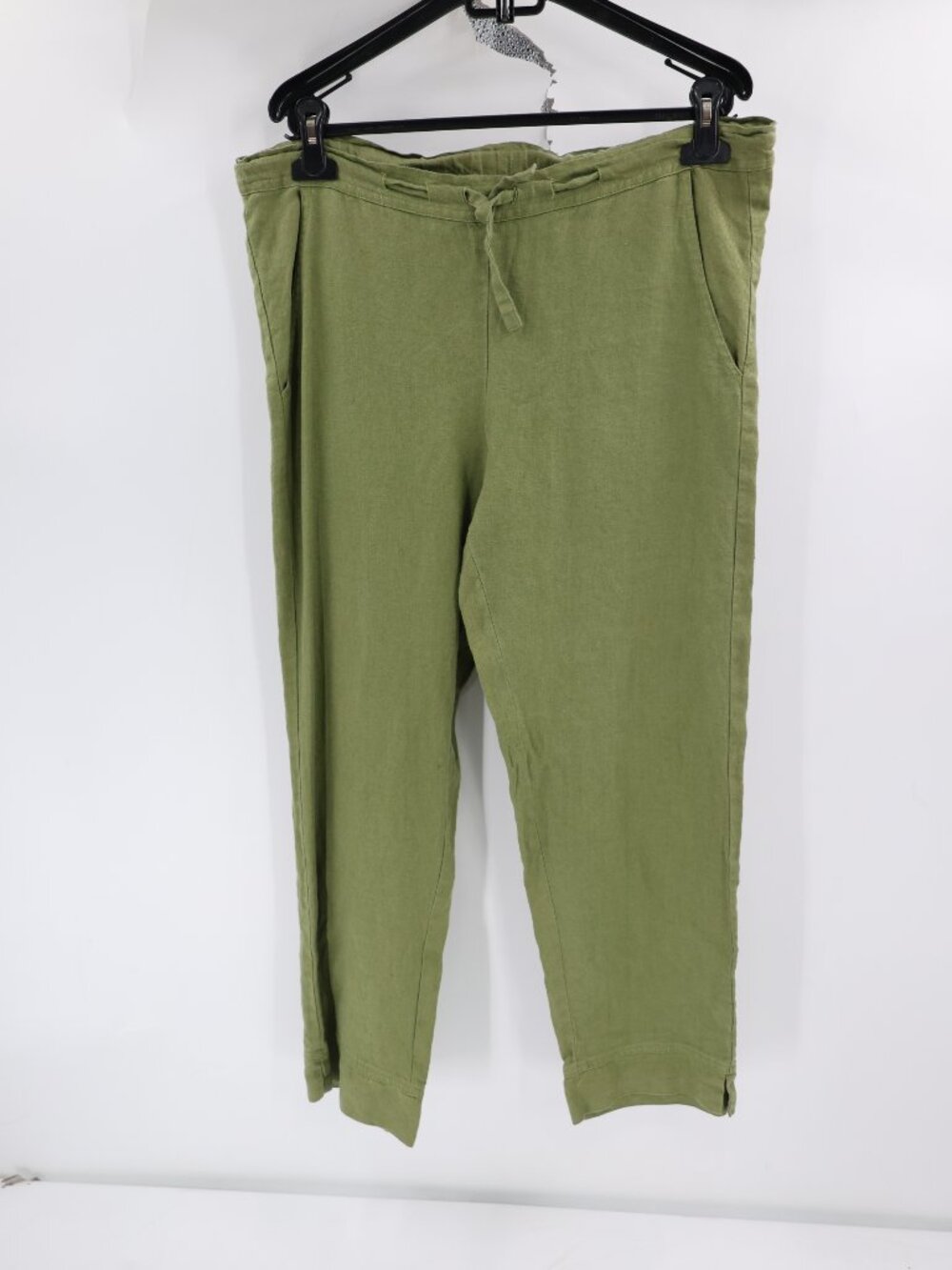 VTG Jams World Pants Womens XS Linen Loose Drawstring Summer Straight Leg Green